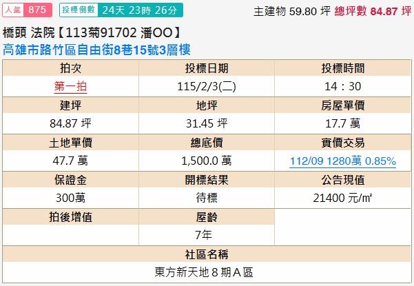 高雄路竹透天法拍-2