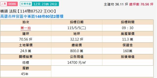 高雄梓官透天拍賣-2